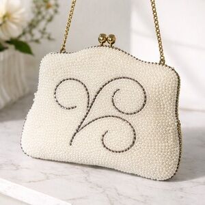 Vintage Debbie John Wind Pearl Beaded Evening Bag Made in Japan